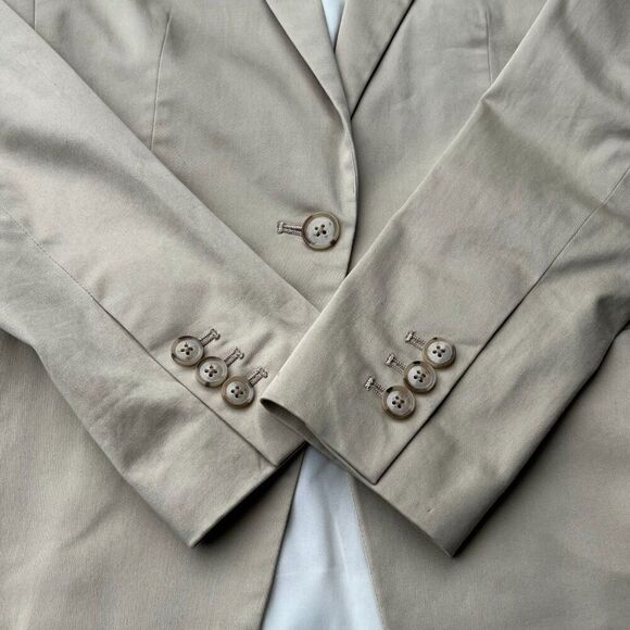 Banana Republic Tan Sateen Blazer Cotton Beige Single Button Short Jacket Sz 2T - Picture 3 of 14
